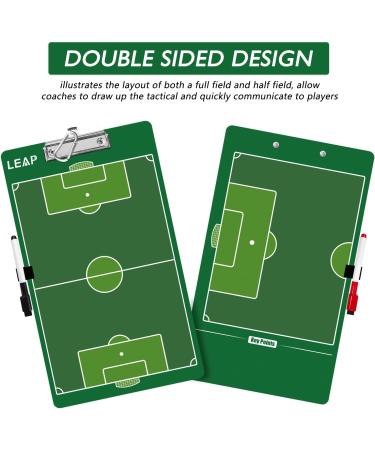 LEAP Soccer Clipboard Double Sided Design Premium Dry Erase Coaching Board Soccer Tactics Board for Coaches with Dry Erase Marker Pen Carabiner and Pen Holder - Buy Online on SooperMarket.com