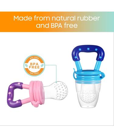 CHILLAX Fruit Feeder Pacifier Teether Toys - Set of 2 | Non-BPA Silicone Teethers for Babies | Easy-to-Grip & Dishwasher-Safe | Ideal for Infants 6+ Months | 4.15x2.03 - Buy Online on SooperMarket.com