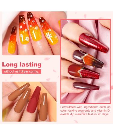 Lavender Violets 12 Pcs Dip Powder Nail Kit Starter 6 Colours Yellow Bright System Free Orange Temperature Change Dipping Powder System Liquid Set with Base & Top Coat Activator Nail Art Manicure M206 Amber - Buy Online on SooperMarket.com