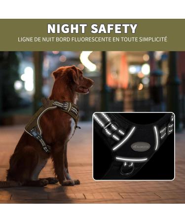 Auroth Tactical Anti-Pull Dog Harness | Size Large (Neck 46-74cm, Chest 61-94cm) | Adjustable & Breathable Pet Vest in Green Brown Army Green | Reflective Military Materials - Buy Online on SooperMarket.com