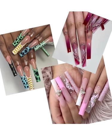 JZK 240x XXXL Clear Half Cover Extra Long Square Nail Tips For Acrylic Extensions No C Curve False Nail Tips Long For Gel And Acrylic Nails 3XL Finger Nail Extension Tips - Buy Online on SooperMarket.com