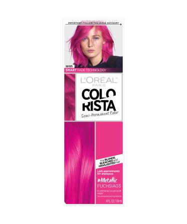 L'Oreal Paris Colorista Metallic Semi Permanent Hair Color Kit for Light Blonde or Bleached Hair, Metallic Pink #Metallic Pink
