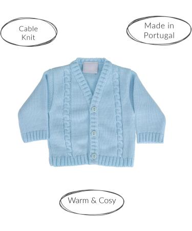 Baby Boys Blue Knit Cardigan - Made in Portugal - 0-3 Months - Buy Online on SooperMarket.com