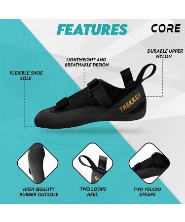 Core Lightweight Breathable Rock Climbing Shoes - Dual-Strap Closure - Non-Slip Wall Climbing Shoes 7.5 Women/6 Men - Buy Online on SooperMarket.com