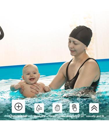 Buy 2-Pack Elastic Bath Caps for Adults | Comfortable Unisex Swimming Caps with Ear Protection - Dark Blue & Black - Buy Online on SooperMarket.com