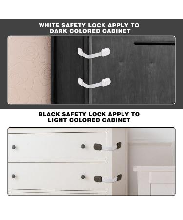 Child Safety Cabinet Locks - Baby Proofing Latches for Cabinets, Drawers, Cupboards, Fridge, Toilet - 8 Pack White & Black - Buy Online on SooperMarket.com