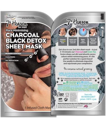 7th Heaven Men's Skin Essentials Gift Set with 4 Face Masks and 1 Set of T-Zone Pore Strips - Includes Black Wash Bag Exfoliating Body Puff and Grey Sports Towel - Buy Online on SooperMarket.com