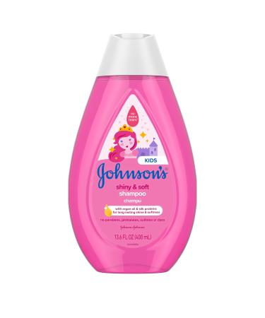 Johnson's Baby Shiny Soft TearFree Kids' Shampoo with Argan Oil Silk Proteins Paraben Sulfate DyeFree Formula Hypoallergenic Gentle for Toddler's Hair, 13.6 Fl Oz