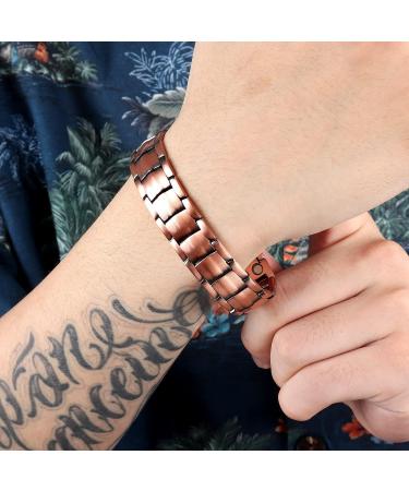 NORTH RING 99.9% Pure Copper Magnetic Bracelet - 3000 Gauss for Men - Adjustable Length & Double-Row Strong Magnets - Buy Online on SooperMarket.com