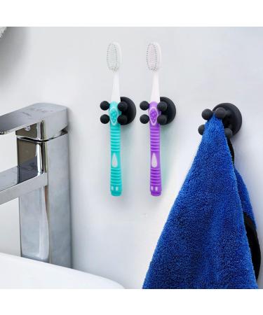 OSORD 8PCS Adhesive Hooks for Bathroom & Kitchen | No Drilling Toothbrush & Razor Holder Towel Clamps Key Hooks - Black - Buy Online on SooperMarket.com