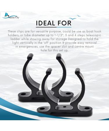 MARINE CITY Black Nylon Ladder Hooks - Pack of 2 | Easy Access Holder Bracket for Boats & Yachts | Light Weighted & Best Grip 1-1/2 Inches Pole Storage Clip - Buy Online on SooperMarket.com