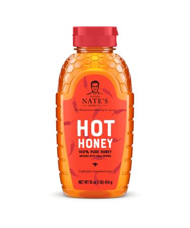 Nature Nate's Hot Honey: 100% Pure Honey Infused with Habanero Chili Pepper Flakes - 16 fl oz