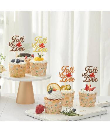 Moitkptt 24PCS Fall in Love Cake Topper Fall Theme Party Decorations Bridal Shower Cupcake Picks Engagement Cake Decorations Wedding Anniversary Bridal Shower Party Decorations (mixed A) - Buy Online on SooperMarket.com