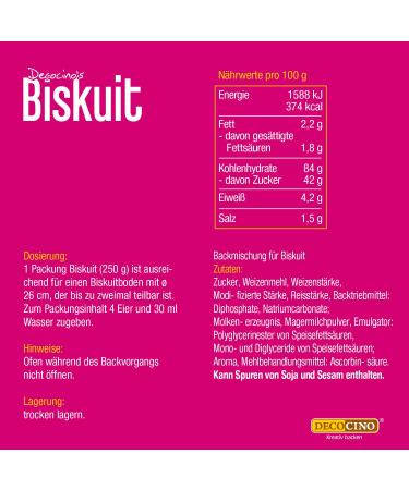 Decocino Biscuit Baking Mix Set (3x250g) - Easy Prep for Airy Biscuits Cream Cakes & More | International Shipping - Buy Online on SooperMarket.com