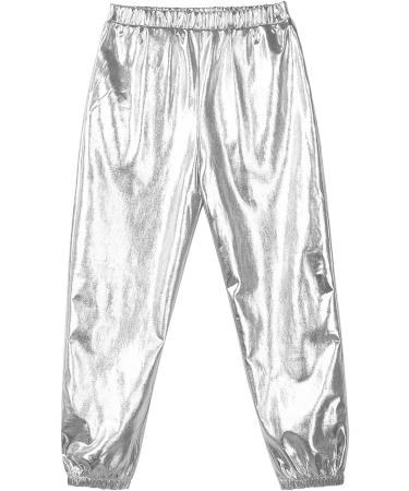 Zdhoor Kids Metallic Dance Harem Pants - Silver, 8 Years | Modern Hip Hop Street Dancewear - Buy Online on SooperMarket.com
