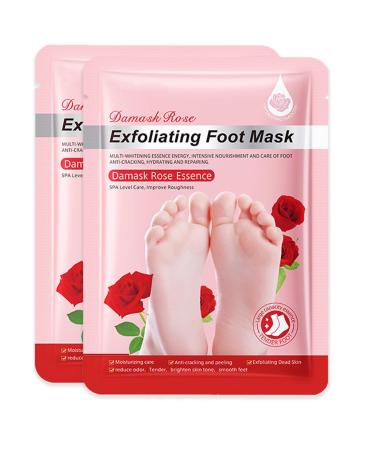 Foot Peel Mask for Hard Skin 2 Pairs Foot Care Foot Moisturiser Exfoliating Sock Hydrating Peeling Foot Mask Foot Exfoliator Foot Masks for Callus Remove Repair Cracked Heel Dead Dry Skin(Rose)