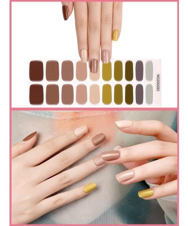 Kalolary 20PCS Nail Adhesive Wrap Nail Gel Polish Strips Full Wraps Nail Polish Stickers Cured Gel Nail Strips Self-Adhesive Gel Nail Wrap Stickers Decals(UV/LED Lamp Required) (Colorful 3) - Buy Online on SooperMarket.com