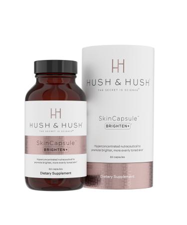 Hush & Hush SkinCapsule BRIGHTEN+ - Skin Brightening Vitamin C Supplement - Glowing Skin Beauty Vitamins - Reduces Dark Spots & Discoloration - Vegan Non-GMO Gluten Free - 60 Capsules