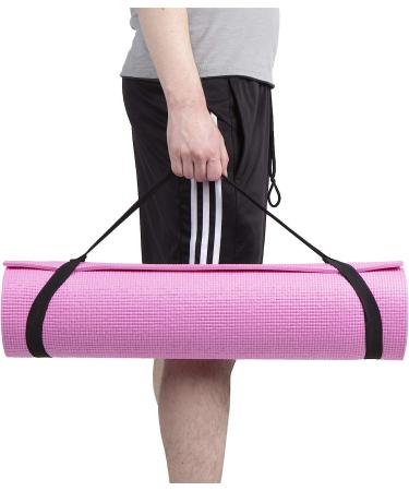 Mind Reader YOGAPVC-BLK Extra Thick Yoga Mat with Carrying Strap - High Density Anti-Tear Black - Buy Online on SooperMarket.com