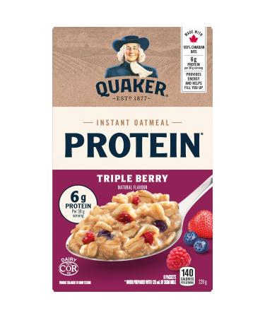 QUAKER High Protein Triple Berry Instant Oatmeal (6 Packets x 38 g) 228 g High Protein Triple Berry 228 g (Pack of 1)