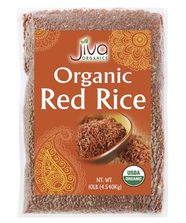 Jiva Organics Organic Red Rice 10 Pounds Bulk Bag from India - 100% Natural & Non-GMO 10 Pound (Pack of 1)