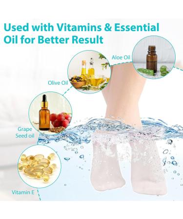 Silicone Moisturizing Socks Women Foot Spa Pedicure Silicone Socks Foot Mask Exfoliating Beach Protective Gel Socks Anti Slip Aloe Socks for Dry Cracked Feet Calluses Foot Care (White) - Buy Online on SooperMarket.com