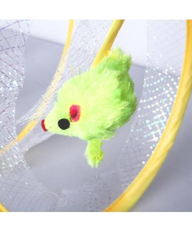 2pcs Cat Coil Toy Set - Foldable 65cm Kitten Play Tunnel with Plush Ball & Feather Stick - Multicolor Spiral Cat Toy Tunnel - Buy Online on SooperMarket.com