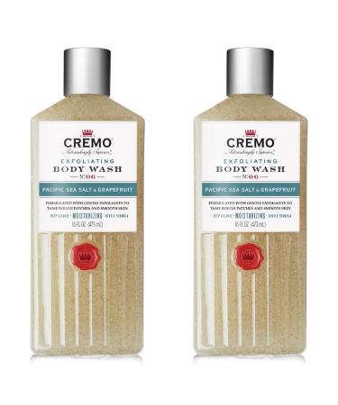 Cremo Exfoliating Pacific Sea Salt & Grapefruit Body Wash A Refreshing Scent with Notes of Fresh Mint Citron Cedar and Moss 16 Fl Oz (2-Pack)