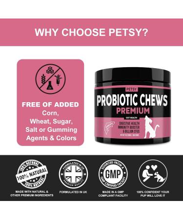 Premium Dog Probiotics 5BIL CFUs | 12 Strains Good Bacteria for Gut & Skin Health | Immune Support & Itch Relief | Salmon Flavored Chews for All Breeds & Ages - Buy Online on SooperMarket.com
