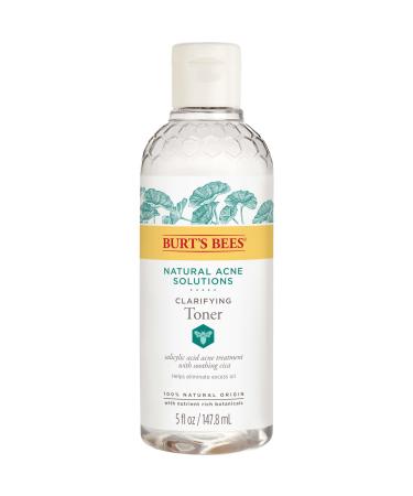 Burt's Bees Natural Acne Solutions Clarifying Toner With Salicylic Acid Facial Toner for Acne-Prone Skin 100 Percent Natural Origin Skin Care 5 fl. oz. Bottle