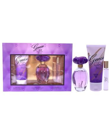Guess Girl Belle 3 Pc Gift Set 3.4oz EDT Spray 0.5oz EDP Travel Spray 6.7oz Body Lotion GIFTSET