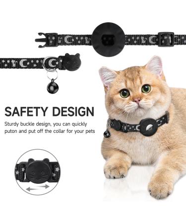 JARDILIFE 2-Pack Airtag Cat Collar Refective Collar for Cat with Safety Buckle and Waterproof Air Tag Holder Cat Airtag Collar Compatible with Apple Airtag for Kittens and Puppies-Black&Black - Buy Online on SooperMarket.com