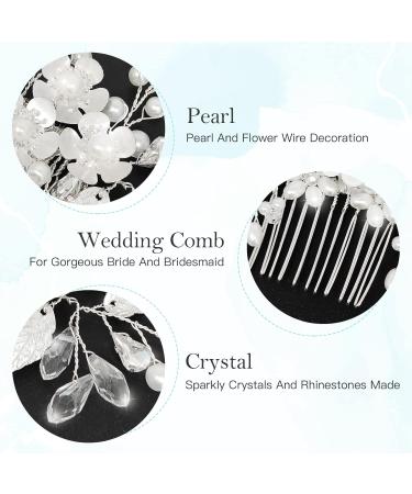Makone Silver Rhinestone Wedding Hair Clip - Bridal Hair Accessories for Women - Flower Headpiece Barrette for Bride Bridesmaid Girls - Buy Online on SooperMarket.com