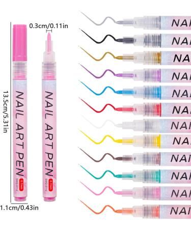 Nails Kit 12 Acrylic Nail Polish Pens with 12 Stylish Hues Waterproof and Quick Drying Professional Brushes Creative Nail Drawing Brush Perfects for Women Home Salon - Buy Online on SooperMarket.com