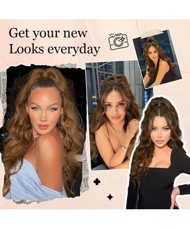 YEESHEDO Brown Long Wavy Ponytail Hair Extension - 26 Dirty Blonde Synthetic Clip-in Hairpiece for Women - Buy Online on SooperMarket.com