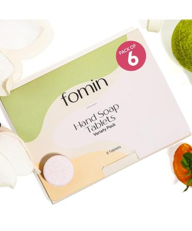 FOMIN Foaming Hand Soap Tablets (6 Count) - Makes 48 fl oz (6 x 8 fl oz) - Variety Pack Foaming Hand Soap Refills Sustainable Soap Tablets for Hands Variety Pack (Honey Magnolia Basil Unscented)