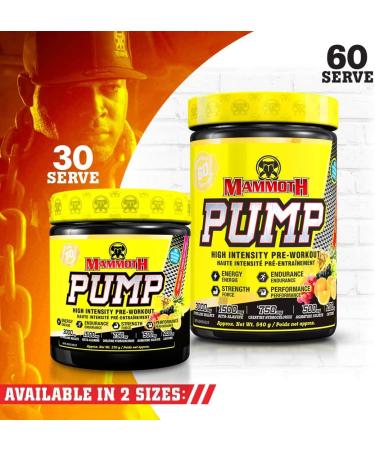 MAMMOTH PUMP Pre Workout Powder Superior Muscle Pumps Increase Strength & Endurance Explosive Power & Energy Supplement Heightened Focus Quick Recovery Reduced Soreness (60 Serves Fruit Punch) Fruit Punch 60 Servings (Pack of 1) - Buy Online on SooperMarket.com