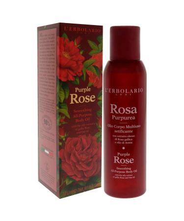 L'Erbolario Purple Rose Body Oil - Scented Moisturizer for Soothing Massage & Smooth Skin - 4.2 oz - Ideal for Dry & Sensitive Skin - International Shipping Available - Buy Online on SooperMarket.com