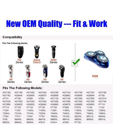 Philips Norelco Shavers HQ8 Replacement Heads - 6-Pack Upgraded OEM HQ8 Heads - Buy Online on SooperMarket.com