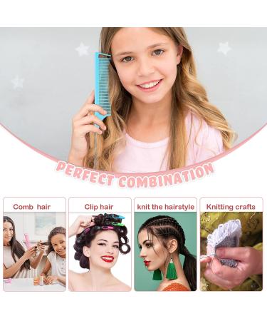Latch Hook Crochet Needle Set with Stainless Steel Needles, Alligator Hair Clips, and Rat Tail Comb - 10 Pieces for Hair Extension - Buy Online on SooperMarket.com