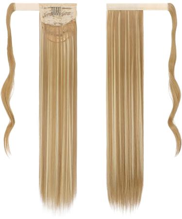 FESHFEN 28 Straight Long Wrap Around Ponytail Extension - Golden Blonde & Bleach Blonde - Clip in Hairpiece for Women - Pack of 1 - Buy Online on SooperMarket.com
