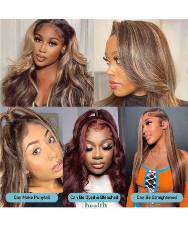 24 Inch Ombre Honey Blonde Body Wave Lace Front Wig Human Hair - 150% Density, Pre Plucked with Baby Hair - Five Gifts Included - Buy Online on SooperMarket.com