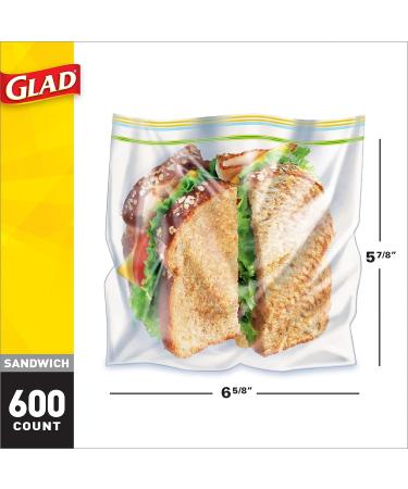 Glad Zipper Food Storage Sandwich Bags - On-the-Go Snack and Lunch Bags - 600 Count, Microwave Safe, BPA Free - Buy Online on SooperMarket.com