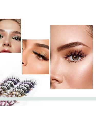 HOSAILY 5D Colored Lashes - 10 Pairs Wispy False Eyelashes Set, Natural Fluffy & Dramatic Tail Effect, 10 Colors Mixed - 1oz Pack - Buy Online on SooperMarket.com