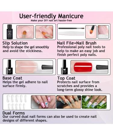 Lofuanna Poly Gel Nail Kit - 2 Colors Starter Kit with Clear Nude Builder Gel - All-in-One Nail Gel Set for Beginners - Buy Online on SooperMarket.com