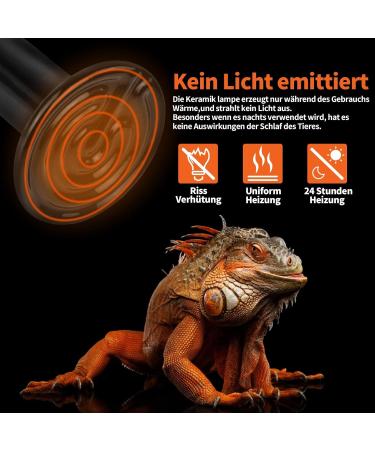 Lucky Herp 2 Pack 150W Reptile Ceramic Heat Lamp - E27 Terrarium Heating for Turtles Chickens Dogs & Cats (220V-240V) - Buy Online on SooperMarket.com