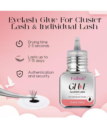 Buy 5ml Individual Eyelash Extension Glue - 2-3s Drying Long Lasting Cluster Lash Supplies DIY Self Application Includes Brushes Black - Buy Online on SooperMarket.com