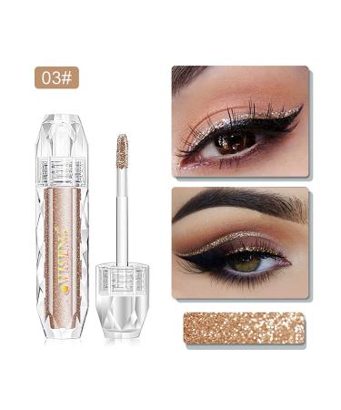 Shimmering Liquid Glitter Eyeshadow | Long-Lasting Sparkling Eye Makeup | Highlighter | 8 Colors Available (#03 Misty Sands) - Buy Online on SooperMarket.com