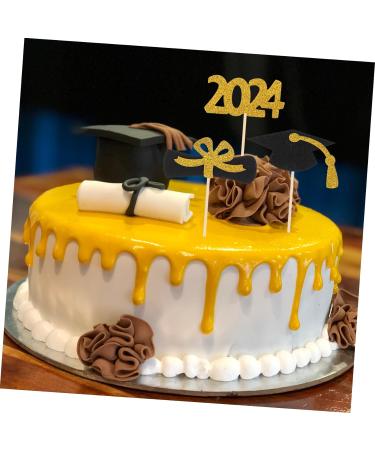 12Pcs Graduation Cupcake Toppers Glitter Cake Toppers Class of 2024 Congrats Grad Cap Diploma Cupcake Picks for Graduation Party Decorations -Golden Black - Buy Online on SooperMarket.com