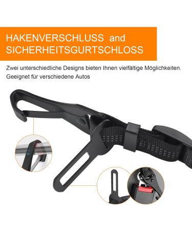 Adjustable Dog Seat Belt - 2-Piece 3-in-1 Reflective Bungee Car Harness for All Breeds | Universal Fit Buckle Hook (Black) - Buy Online on SooperMarket.com